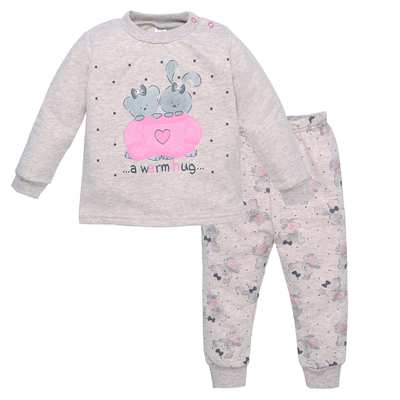 Дитяча піжама для дівчинки, р.80-134 см, футер, бежева з принтом