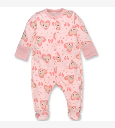 Дитячий комбінезон для дівчинки, р.50-56 см, футер з начісом, рожевий з принтом фото на tatoshka.ua