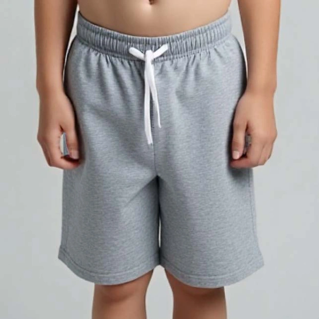 Шорти для хлопчика, 116-164см, футер петельний без підчосу, сірий меланж з принтом фото Татошка