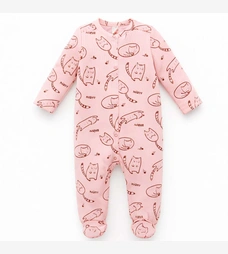 Детский комбинезон для девочки, р.62-74 см, интерлок 'рапорт', розовый с принтом. фото на tatoshka.ua