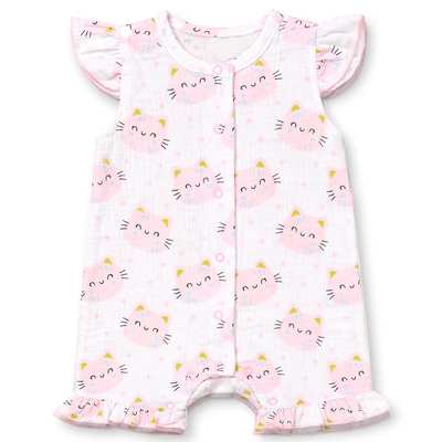 Пісочник для дівчинки, 62-68см, муслін 100% бавовна, білий з принтом