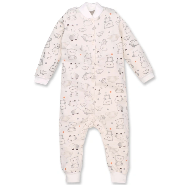 Дитячий комбінезон уні, р.74-92 см, футер, молочний з принтом фото Татошка