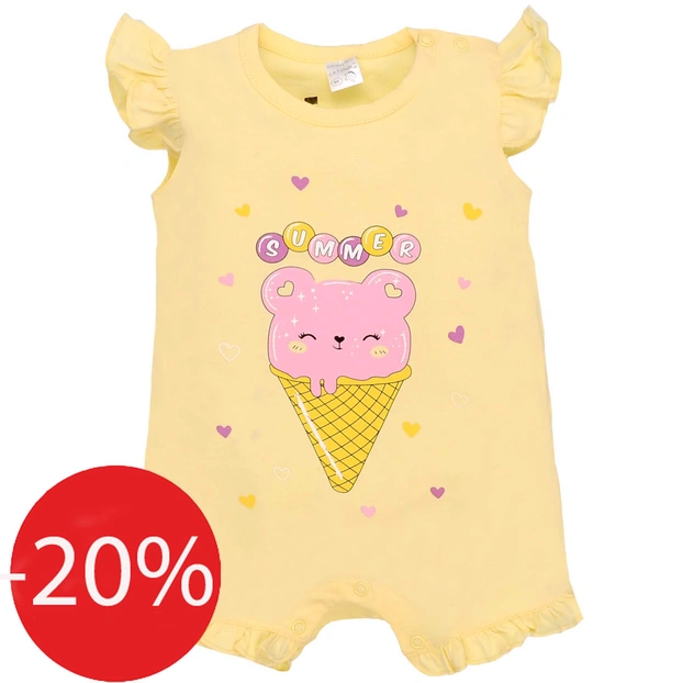 Боди для девочки, 68-98см, кулир, желтый с аппликацией фото Татошка