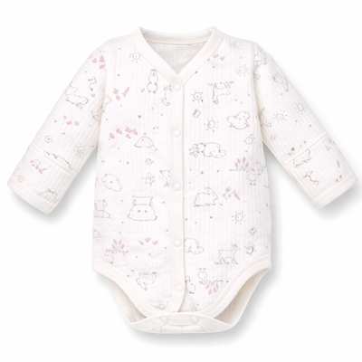 Напівкомбінезон уні, 62-68 см, інтерлок рапорот 100% бавовна,молочний з принтом