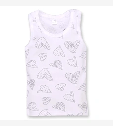 Дитяча майка для дівчинки, р.98-134 см, рібана, біла з принтом фото на tatoshka.ua