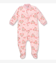 Дитячий комбінезон для дівчинки, р.62-74 см, футер з начісом, рожевий з принтом фото на tatoshka.ua