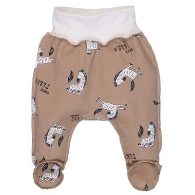 Повзунки на резинці уні, 56-74см, інтерлок, коричневий з принтом