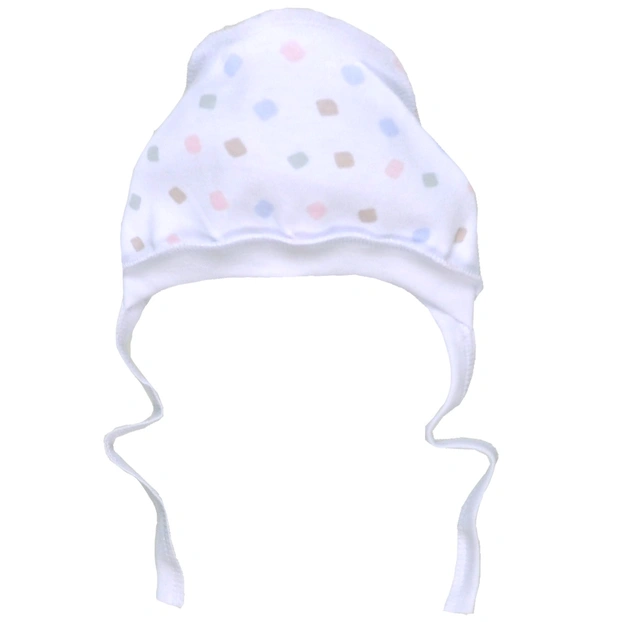 Детский чепчик для девочки, рибана, белый с принтом. фото Татошка