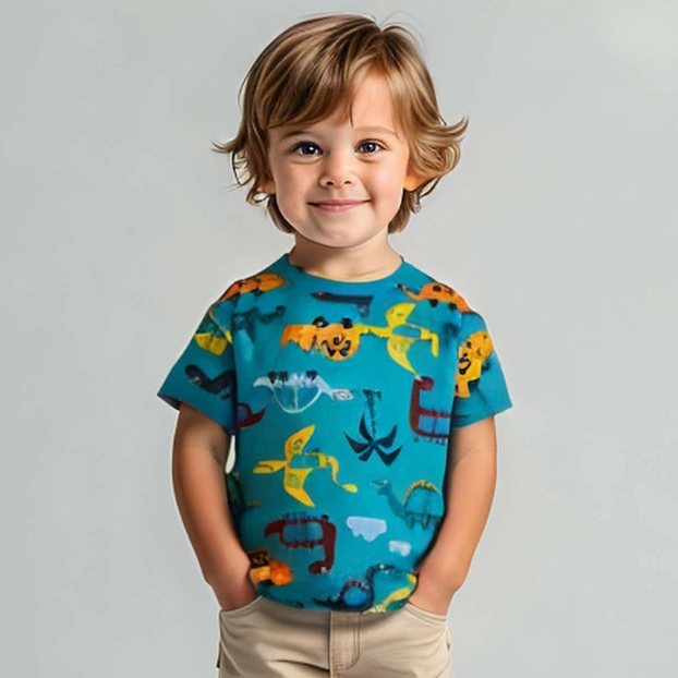 Футболка для хлопчика, р.74-104 см, кулір, зелена з принтом фото Татошка