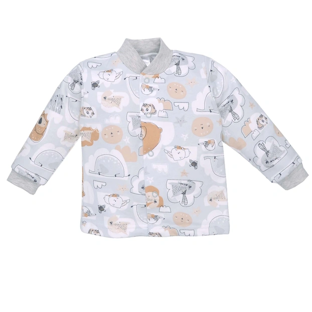 Дитяча кофточка уні, р.62-80 см, футер, сіра з принтом фото Татошка