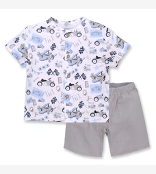 Комплект дитячий для хлопчика, р.104-110 см, муслін, білий з принтом фото на tatoshka.ua