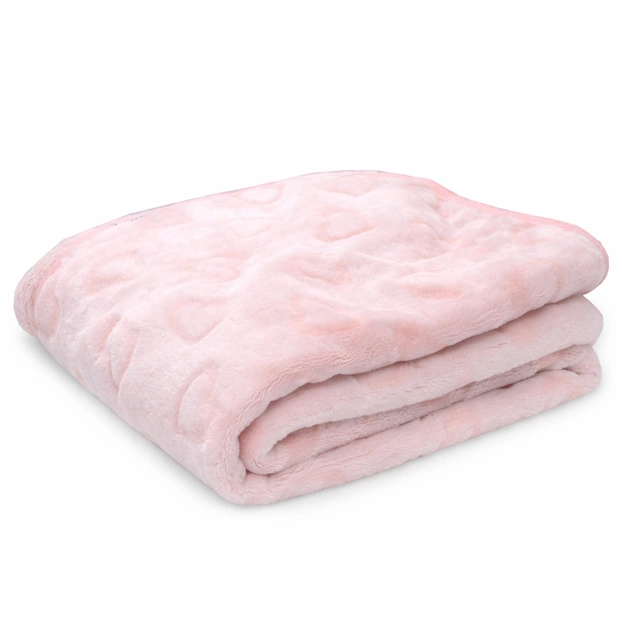 Одеяло велсофт 90*100, розовое, сердечки фото Татошка