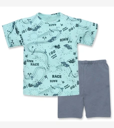 Комплект дитячий для хлопчика, р.122-152 см, кулір, зелений з сірим фото на tatoshka.ua