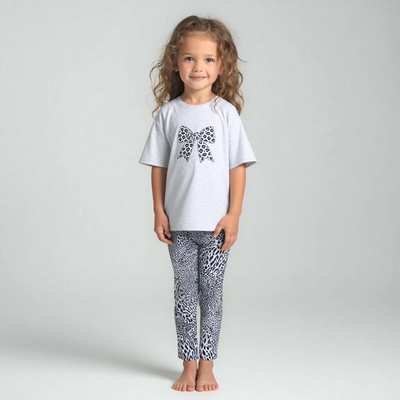 Комплект дитячий для дівчинки, р.134-164 см, кулір, сірий меланж з принтом