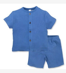 Комплект дитячий уні, р.104-110 см, муслін, синій фото на tatoshka.ua