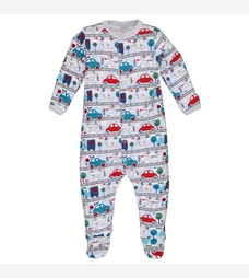 Дитячий комбінезон для хлопчика р.62-86 см, інтерлок, сірий з принтом фото на tatoshka.ua