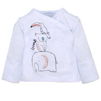 Распашонка уни, 50-56 см, интерлок 100% хлопок, голубой с аппликацией