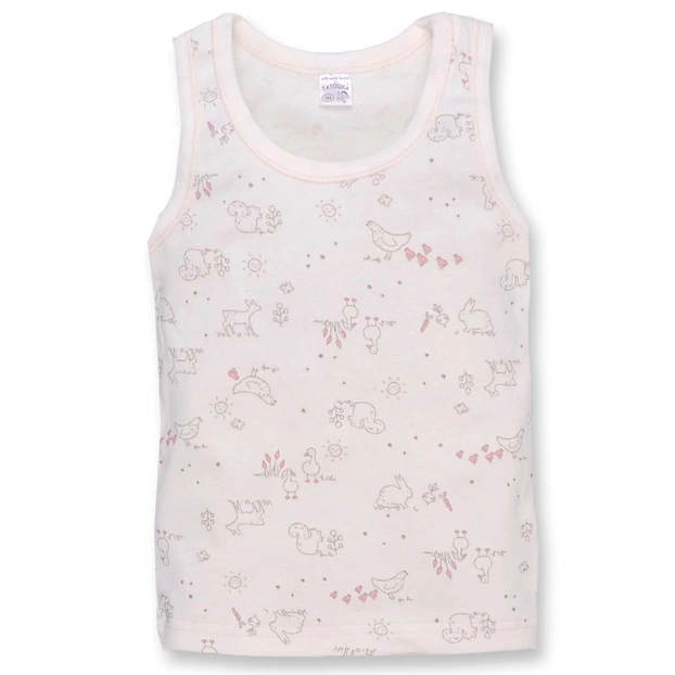 Дитяча майка для дівчинки, р.74-116 см, рібана, молочний з принтом фото Татошка