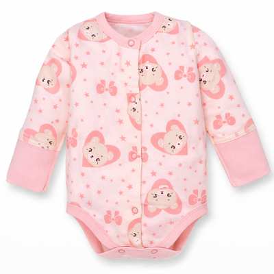 Боді для дівчинки, 56см, Футер 100% бавовна, рожева с принтом