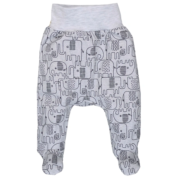 Повзунки на резинці уні, 50-74см, інтрелок, сірий меланж з принтом фото Татошка