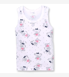 Дитяча майка для дівчинки, р.98-128 см, рібана, білий з принтом фото на tatoshka.ua