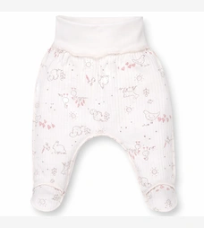 Ползунки на резинке для девочки, 56-62см, интерлок рапорт, молочный с принтом фото на tatoshka.ua