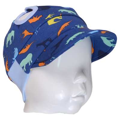 Шапочка уні, 46-50 см, кулір, блакитна з принтом