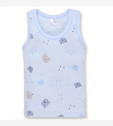 Дитяча майка для дівчинки, р.74-116 см, рібана, блакитна з принтом фото на tatoshka.ua