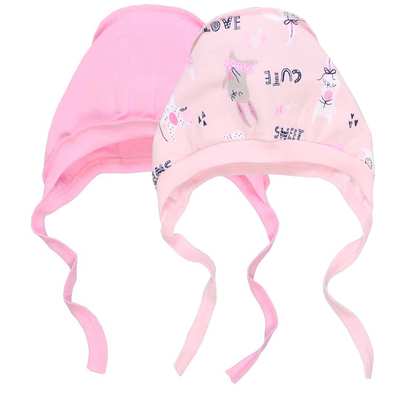 Детский чепчик для девочки, футер, розовый