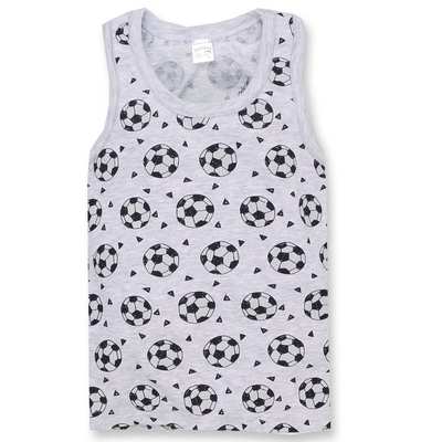 Дитяча майка для хлопчика, р.98-134 см, рібана, сірий з принтом