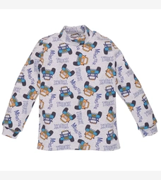 Дитячий гольф для хлопчика, р.92-116 см, рібана, сірий меланж з принтом фото на tatoshka.ua