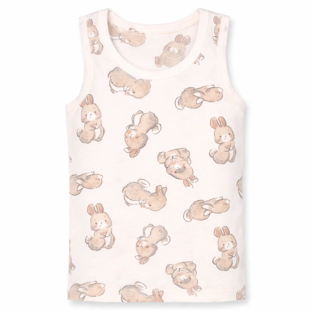 Дитяча майка для дівчинки, р.80-122 см, рібана, молочний з принтом фото Татошка