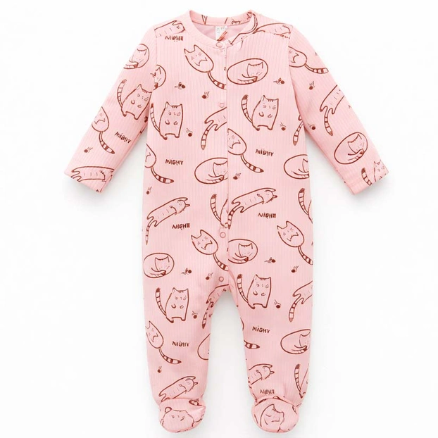 Детский комбинезон для девочки, р.62-74 см, интерлок 'рапорт', розовый с принтом. фото Татошка