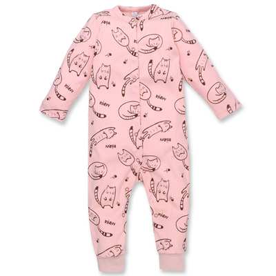 Дитячий комбінезон для дівчинки, р.80-86 см, інтерлок "рапорт", рожевий з принтом