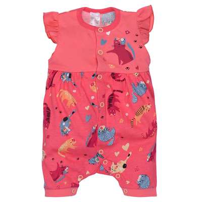 Боди для девочки, 56-74см, кулир, розовый с принтом