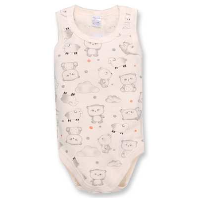 Боді-майка уні, 68-86см, рібана 100% бавовна, молочна з принтом