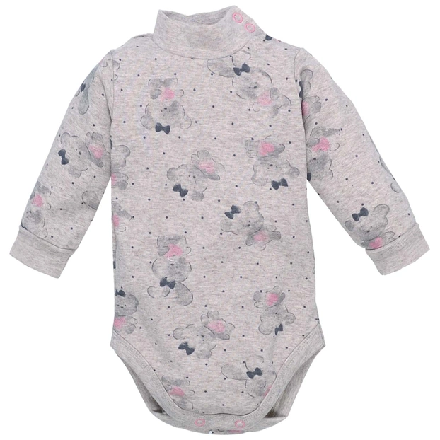 Дитяче боді-гольф з довгим рукавом, р.68-98 см, рібана, бежевий з принтом фото Татошка