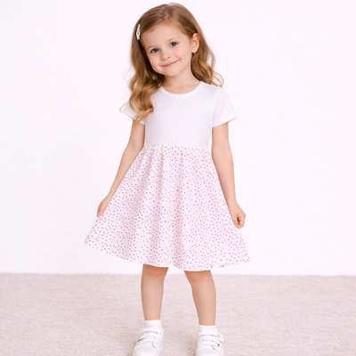 Дитяча сукня, р.92-104 см, муслін, біла з принтом