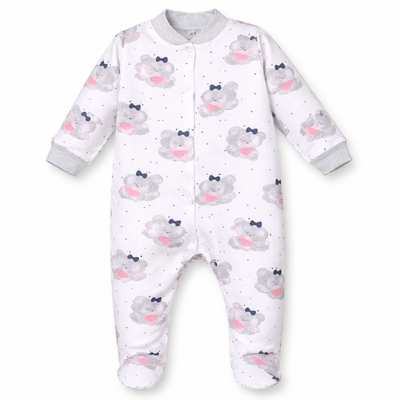 Детский комбинезон для девочки, р.62-74 см, футер с начесом, белый с принтом