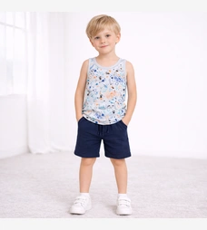 Дитяча майка для хлопчика, р.80-152 см, рібана, блакитний з принтом фото на tatoshka.ua