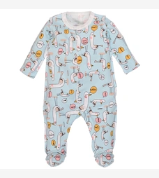 Дитячий комбінезон уні р.50-56 см, інтерлок, блакитний з принтом фото на tatoshka.ua