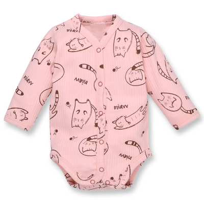 Напівкомбінезон, 62-68 см, інтерлок  рапорот 100% бавовна, рожевий з принтом