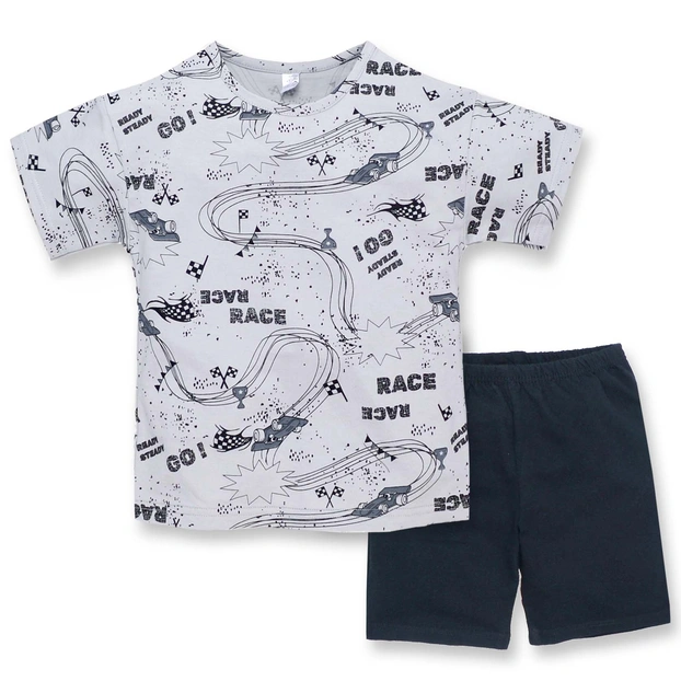 Комплект дитячий для хлопчика, р.116-152 см, кулір, сірий з чорним фото Татошка