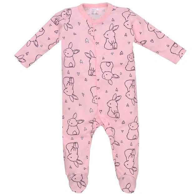 Детский комбинезон для девочки, р.62-86 см, интерлок, розовый с принтом. фото Татошка