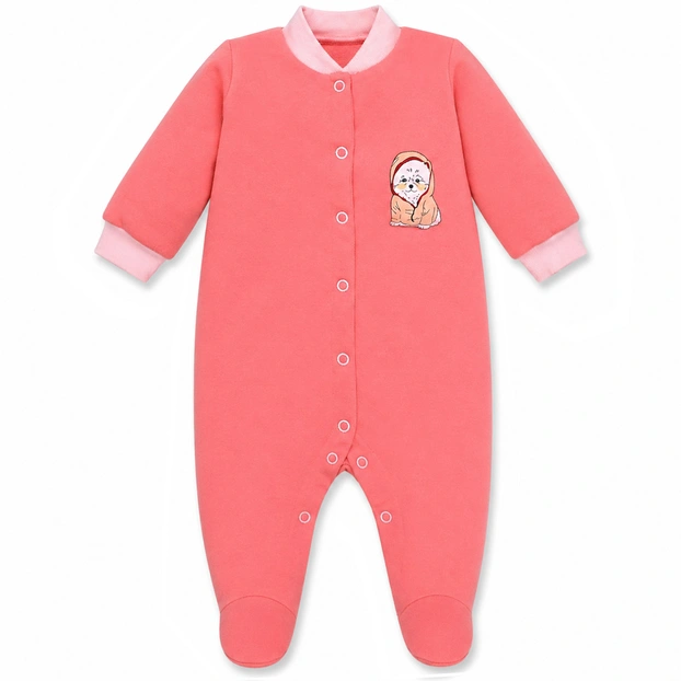 Детский комбинезон для девочки, р.62-86 см, футер, розовый фото Татошка