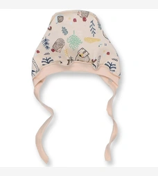 Дитячий чепчик уні р.56 см, футер, бежевий з принтом фото на tatoshka.ua