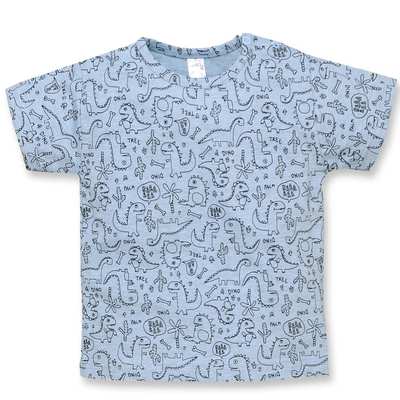 Футболка для хлопчика, р.74-110 см, кулір, блакитна з принтом