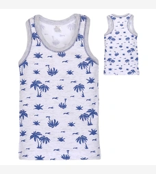 Дитяча майка-борцовка для хлопчика, р.92-134 см, рібана, біла з принтом фото на tatoshka.ua