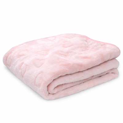 Одеяло велсофт 90*100, розовое, сердечки