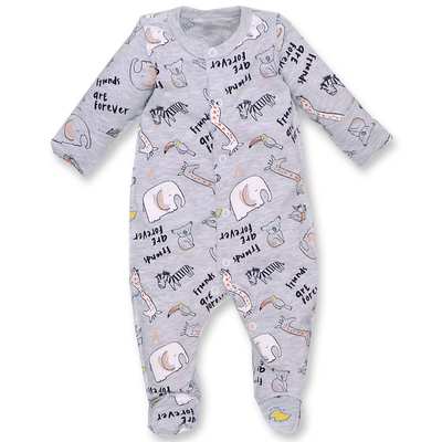 Дитячий комбінезон уні р.56 см, кулір, сірий меланж з принтом